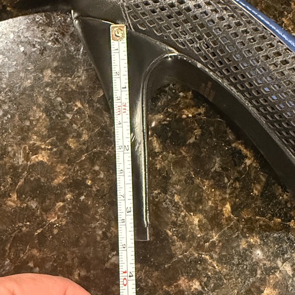 BCBGIRLS* Black Rainbow Accent. Mesh Open Toe Heels - Picture 6 of 6